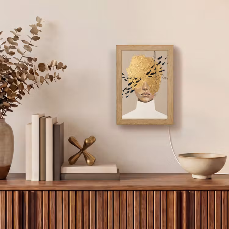 Modern - Vrouw - Goud Light Box met kabel (Tafellamp) klein -sfeer2