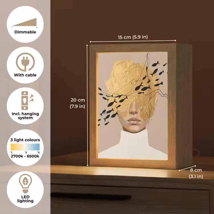 Modern - Vrouw - Goud Light Box met kabel (Tafellamp) klein -USP_EN