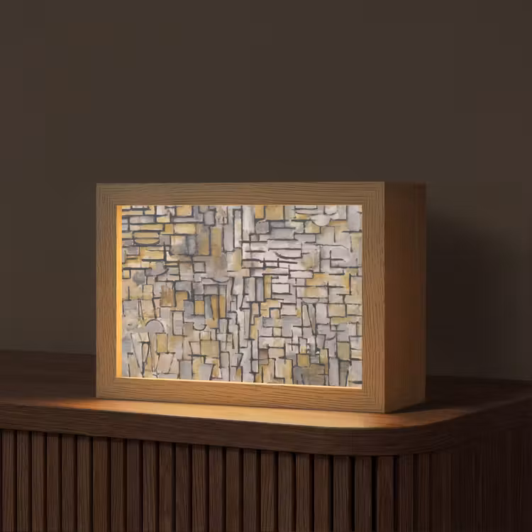 Mondriaan - Kunst - Oude meesters - Tableau I Light Box met kabel (Tafellamp) klein -z3d_website