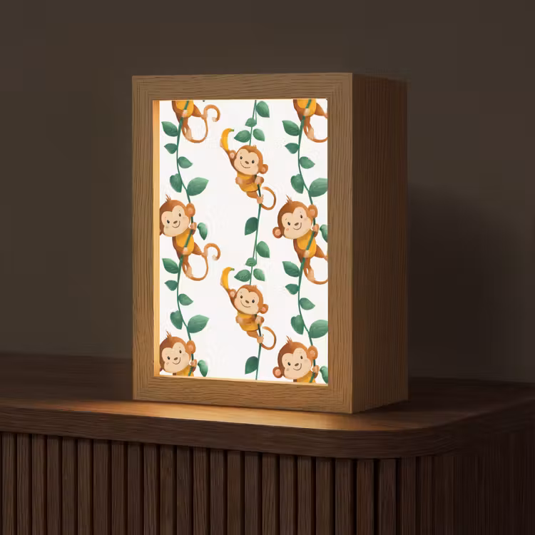 Apen - Lianen - Kleurrijk Light Box met kabel (Tafellamp) klein 925 -z3d_website