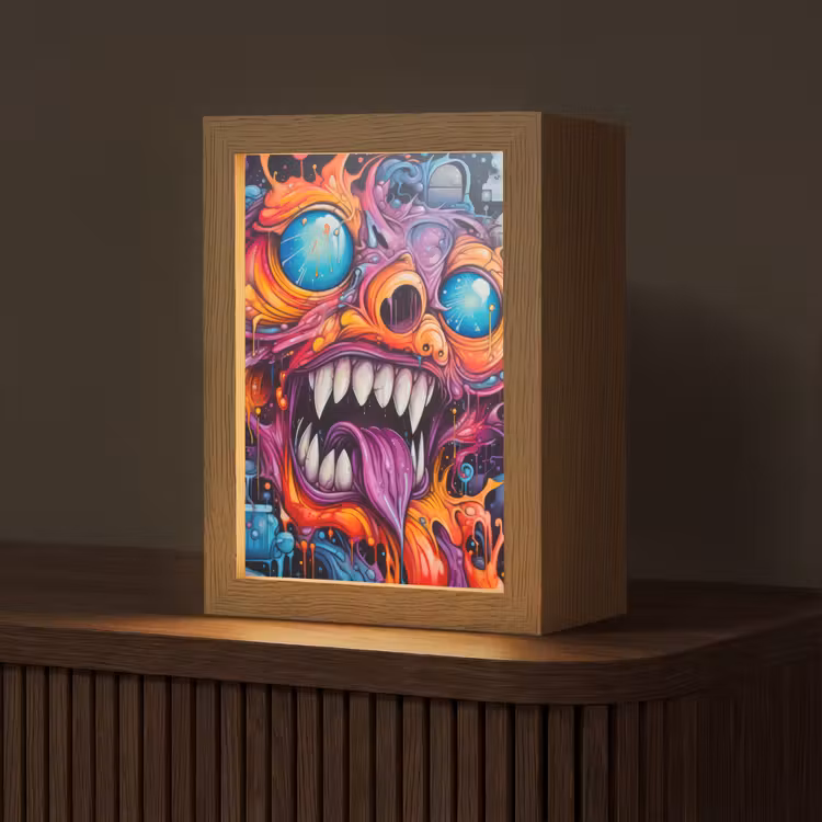 Monster - Graffiti - Kleuren - Oranje Light Box met kabel (Tafellamp) klein -z3d_website