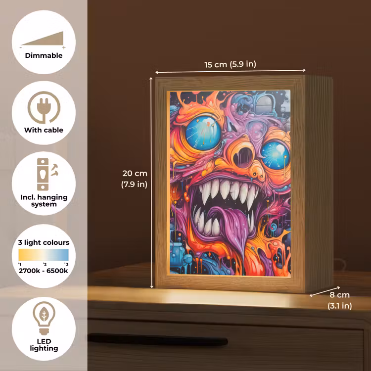 Monster - Graffiti - Kleuren - Oranje Light Box met kabel (Tafellamp) klein -USP_EN