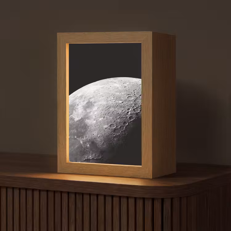 Table Lamp - Moon - Craters - Space - Maan - Kraters - Ruimte Light Box met kabel (Tafellamp) klein