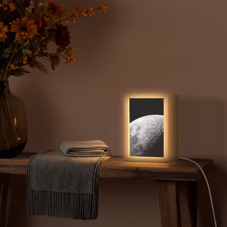 Table Lamp - Moon - Craters - Space - Maan - Kraters - Ruimte Light Box met kabel (Tafellamp) klein