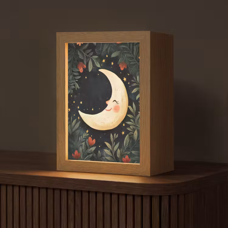 Maan - Bloemen - Nachthemel Light Box met kabel (Tafellamp) klein -z3d_website