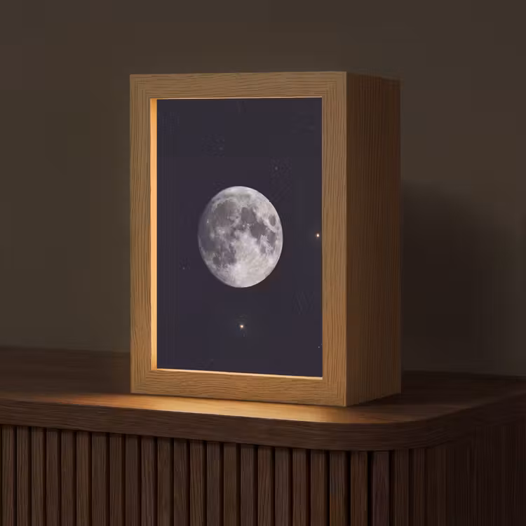 Table Lamp - Moon - Stars - Space - Maan - Sterren - Ruimte Light Box met kabel (Tafellamp) klein