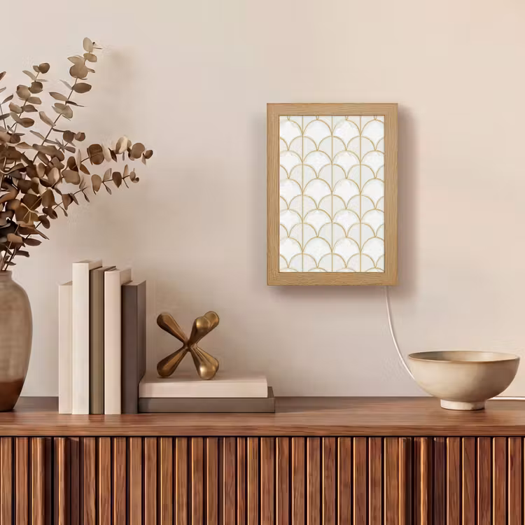 Mozaïek - Bogen - Goud Light Box met kabel (Tafellamp) klein 925 -sfeer2