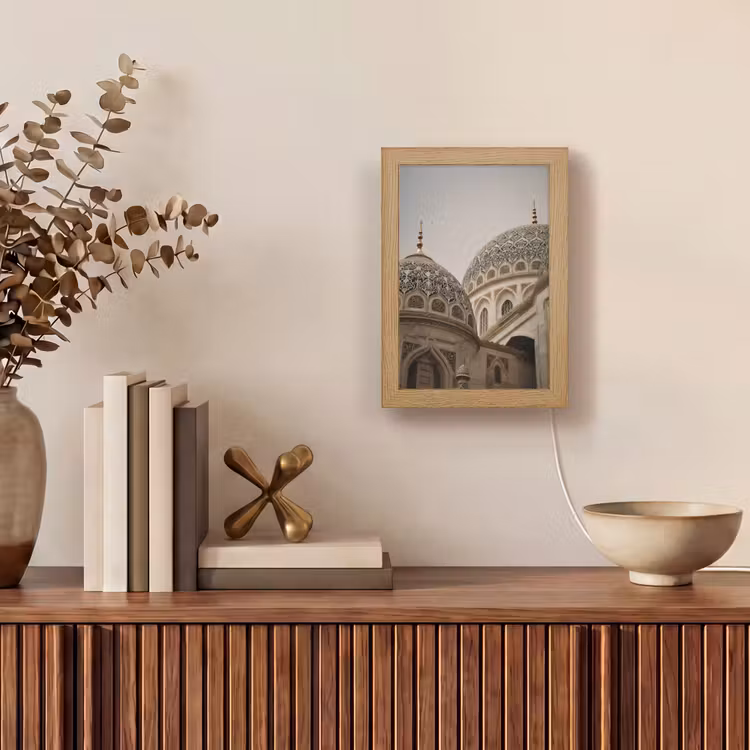 Mozaïekkoepels - Gouden spitsen - Islamitisch Light Box met kabel (Tafellamp) klein -sfeer2