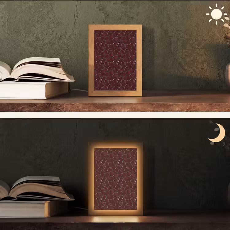 Mozaïek - Tegel - Bordeauxrood Light Box met kabel (Tafellamp) klein 925 -sfeer3