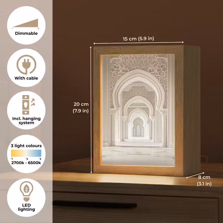 Moskee - Architectuur - Ramadan - Islamitische Light Box met kabel (Tafellamp) klein -USP_EN