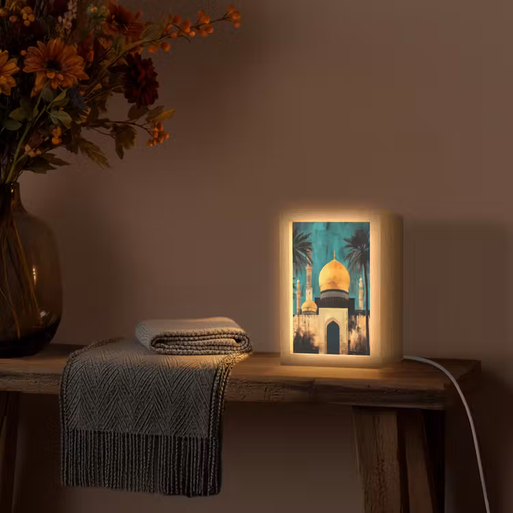 Moskee - Goud - Arabisch - Islamitische Light Box met kabel (Tafellamp) klein -sfeer4