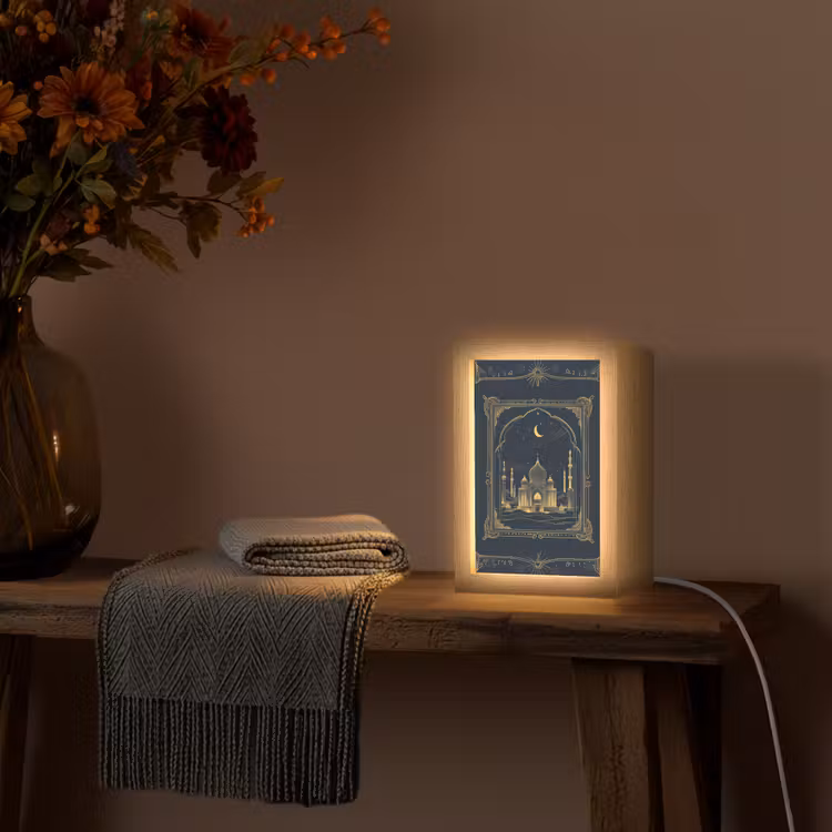 Moskee - Islam - Goud - Ramadan - Islamitische Light Box met kabel (Tafellamp) klein -sfeer4