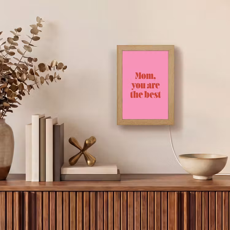 Moeder - Boodschap -Roze Light Box met kabel (Tafellamp) klein -sfeer2
