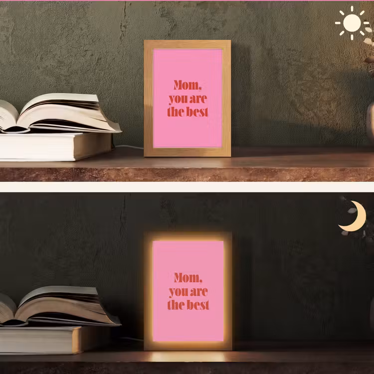 Moeder - Boodschap -Roze Light Box met kabel (Tafellamp) klein -sfeer3