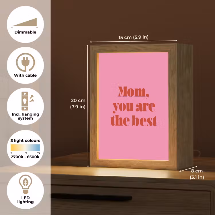 Moeder - Boodschap -Roze Light Box met kabel (Tafellamp) klein -USP_EN