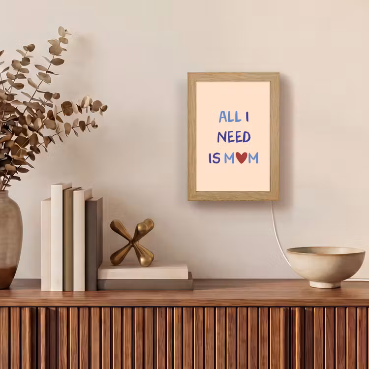 Moeder - Tekst - Hartje - Rood Light Box met kabel (Tafellamp) klein -sfeer2