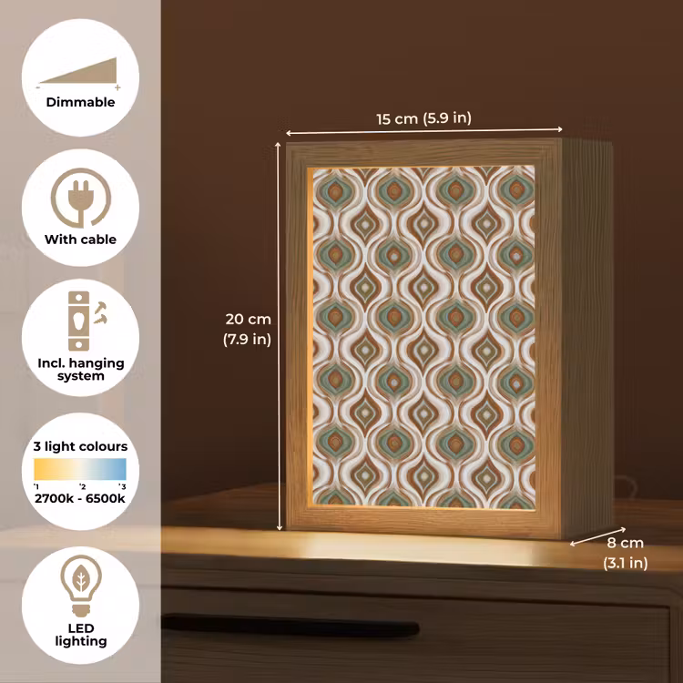 Motief - Patroon - Kleurrijk Light Box met kabel (Tafellamp) klein 925 -USP_EN
