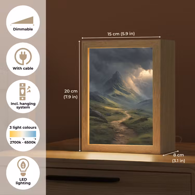 Bergen - Kronkelpad - Groen - Wolken Light Box met kabel (Tafellamp) klein -USP_EN