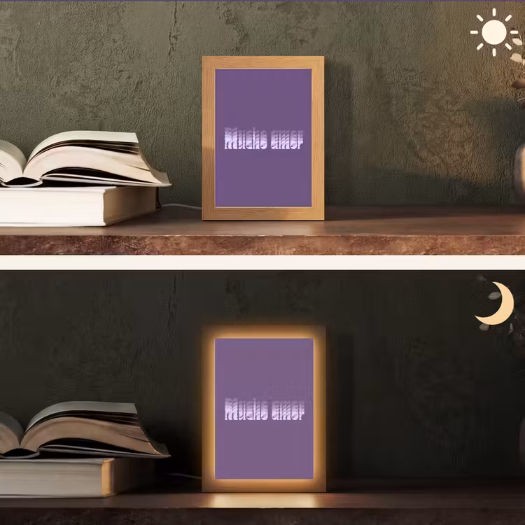 Mucho amor - Paars - Grafisch Light Box met kabel (Tafellamp) klein -sfeer3