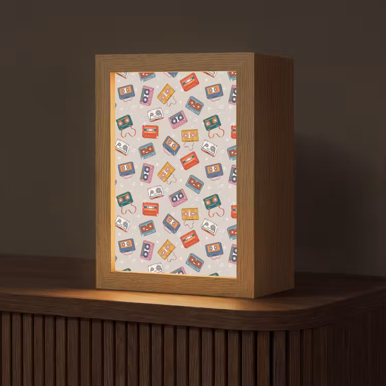 Muziek - Cassette - Patroon Light Box met kabel (Tafellamp) klein 925 -z3d_website