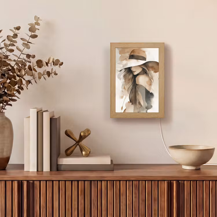 Mysterieus - Vrouw - Sepia Light Box met kabel (Tafellamp) klein -sfeer2