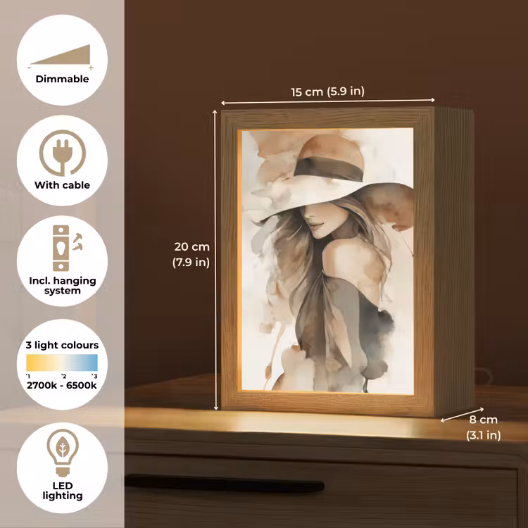Mysterieus - Vrouw - Sepia Light Box met kabel (Tafellamp) klein -USP_EN