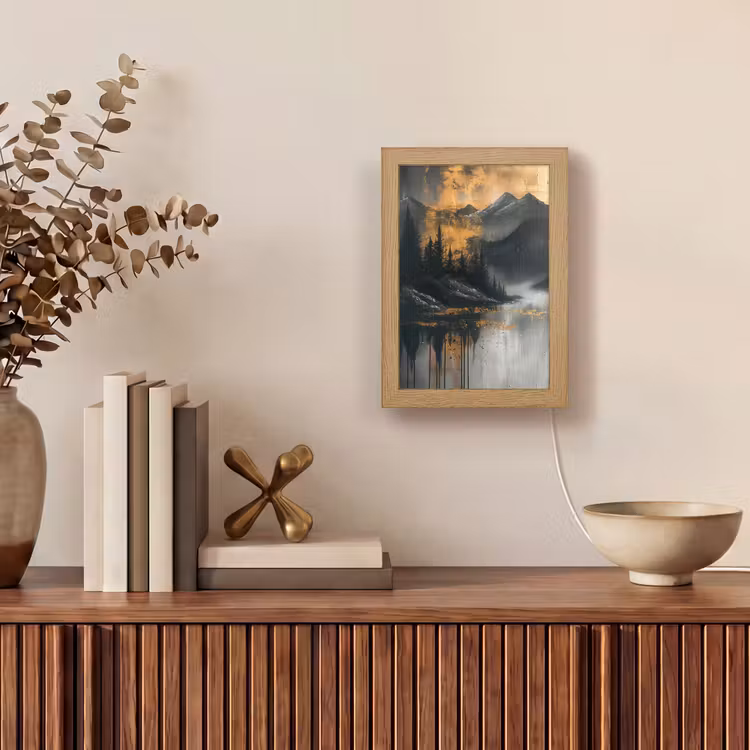 Natuur - Abstract - Landschap - Modern Light Box met kabel (Tafellamp) klein -sfeer2