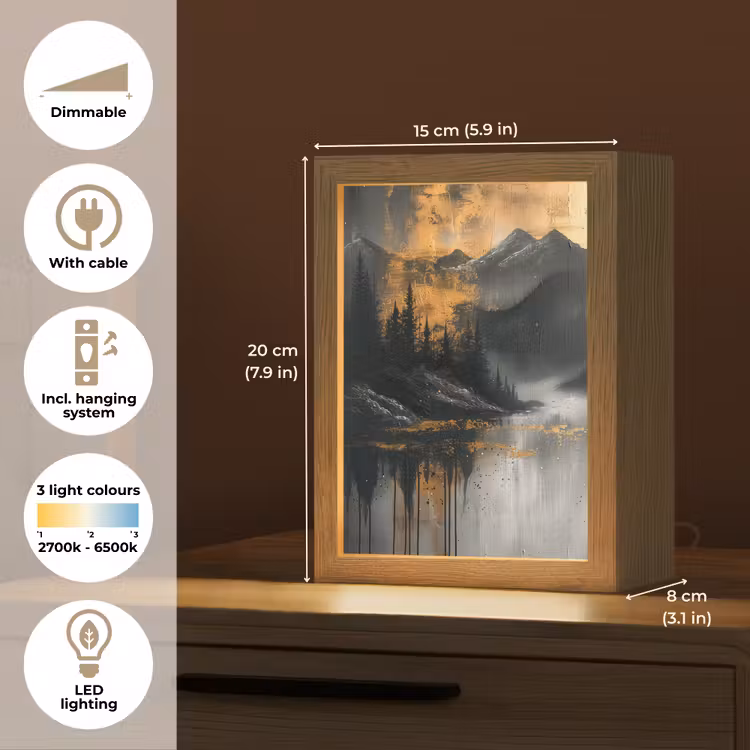 Natuur - Abstract - Landschap - Modern Light Box met kabel (Tafellamp) klein -USP_EN
