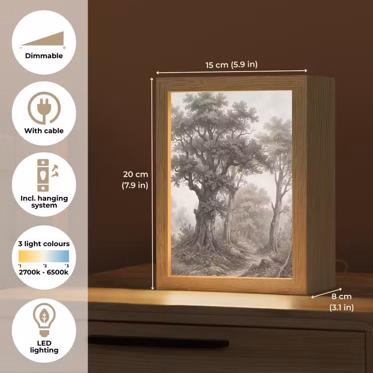 Natuur - Bos - Eik Light Box met kabel (Tafellamp) klein -USP_EN