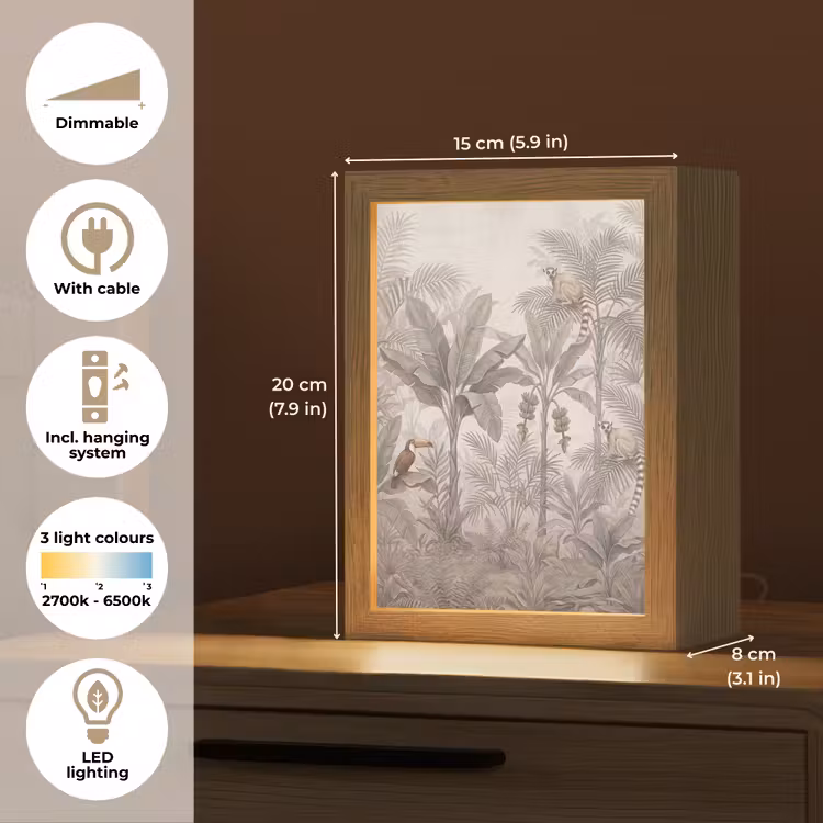 Natuur - Jungle - Ringstaartmaki - Bruin Light Box met kabel (Tafellamp) klein -USP_EN