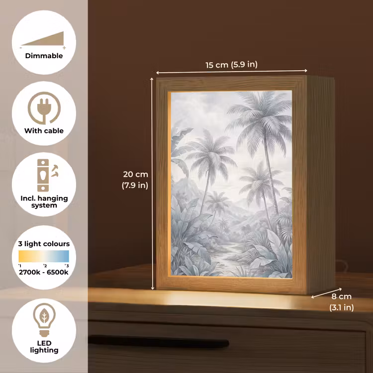 Natuur - Boom - Tropisch - Landschap - Blauw Light Box met kabel (Tafellamp) klein -USP_EN