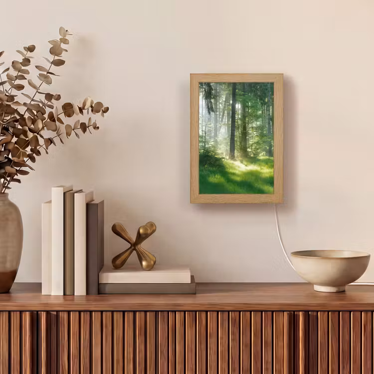 Natuur - Bomen - Bos - Groen - Zon - Gras - Planten Light Box met kabel (Tafellamp) klein -sfeer2