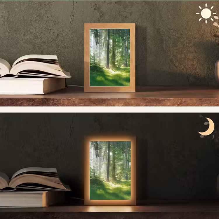Natuur - Bomen - Bos - Groen - Zon - Gras - Planten Light Box met kabel (Tafellamp) klein -sfeer3