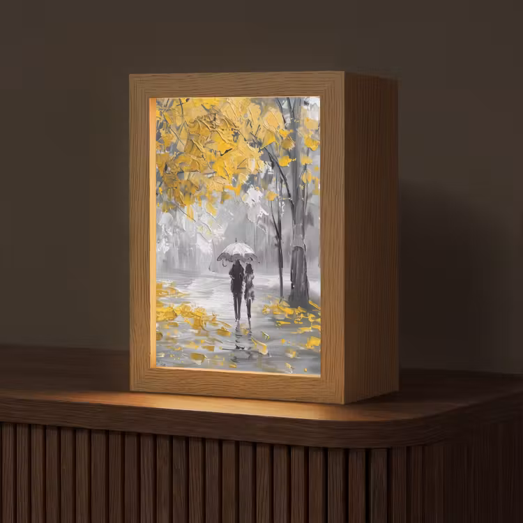 Natuur - Geel - Park - Zwart - Wit Light Box met kabel (Tafellamp) klein -z3d_website