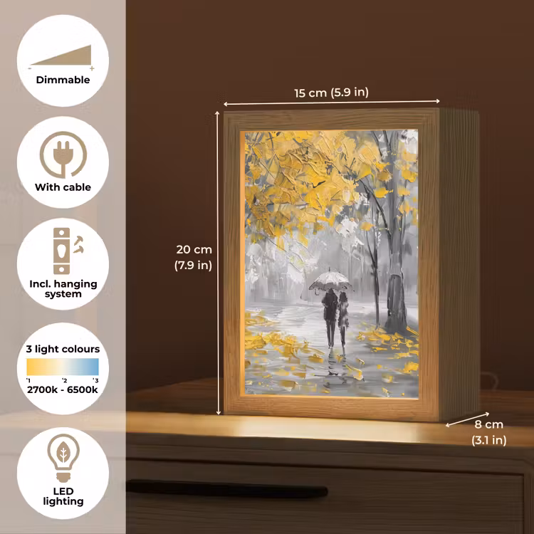 Natuur - Geel - Park - Zwart - Wit Light Box met kabel (Tafellamp) klein -USP_EN
