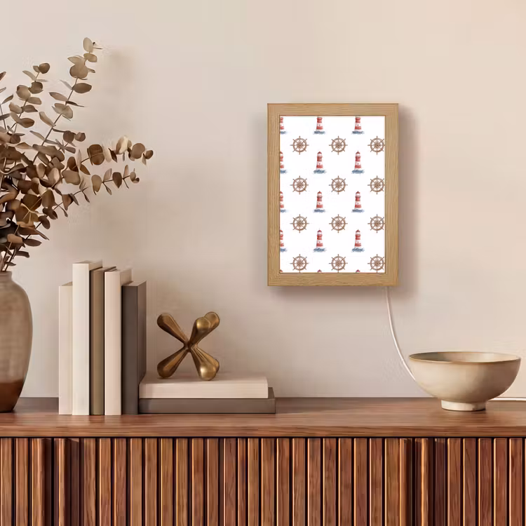 Nautisch - Klassiek - Rood Light Box met kabel (Tafellamp) klein 925 -sfeer2