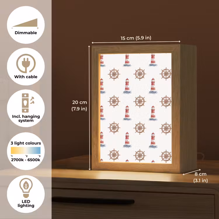 Nautisch - Klassiek - Rood Light Box met kabel (Tafellamp) klein 925 -USP_EN