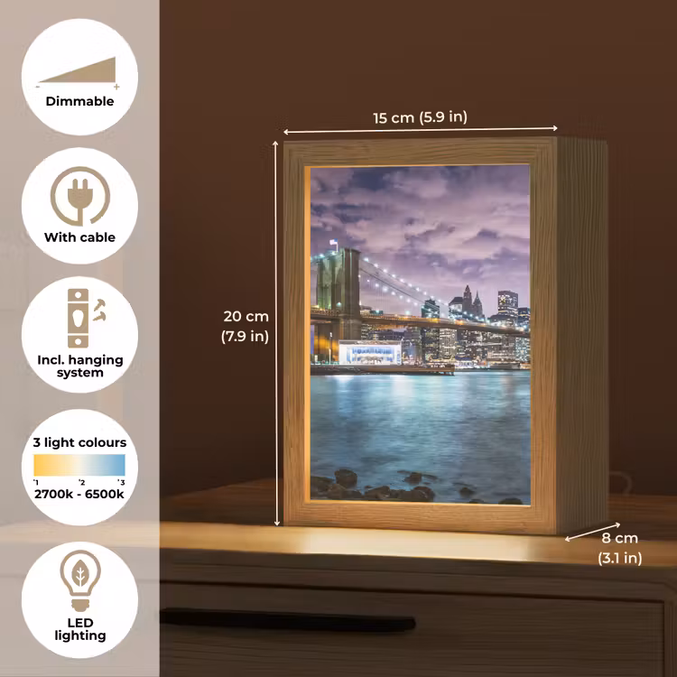 New York - Skyline - Stad - Kleuren Light Box met kabel (Tafellamp) klein -USP_EN