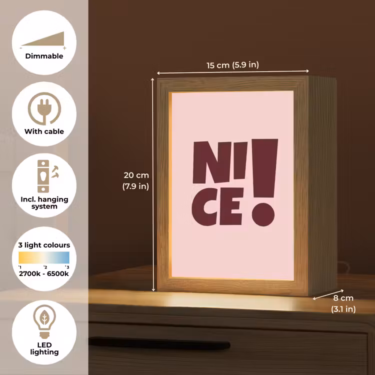 Nice - Uitroepteken - Roze Light Box met kabel (Tafellamp) klein -USP_EN