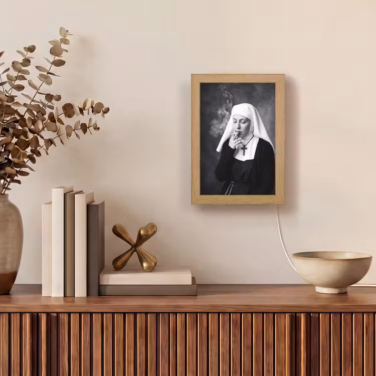 Non - Roken - Portret - Zwart - Wit - Rebels Light Box met kabel (Tafellamp) klein -sfeer2