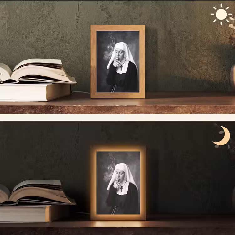 Non - Roken - Portret - Zwart - Wit - Rebels Light Box met kabel (Tafellamp) klein -sfeer3