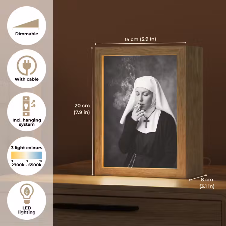 Non - Roken - Portret - Zwart - Wit - Rebels Light Box met kabel (Tafellamp) klein -USP_EN