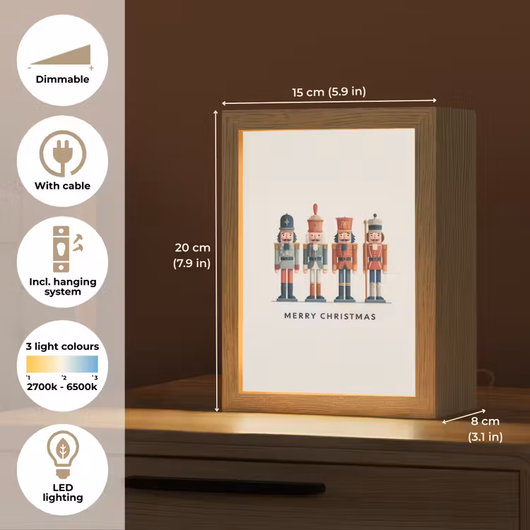 Notenkrakers - Minimalistisch - Kerst - Beige Light Box met kabel (Tafellamp) klein -USP_EN