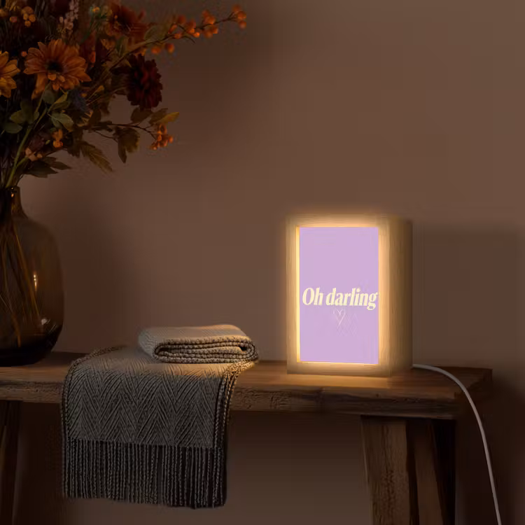 Oh darling - Hart - Paars Light Box met kabel (Tafellamp) klein -sfeer4