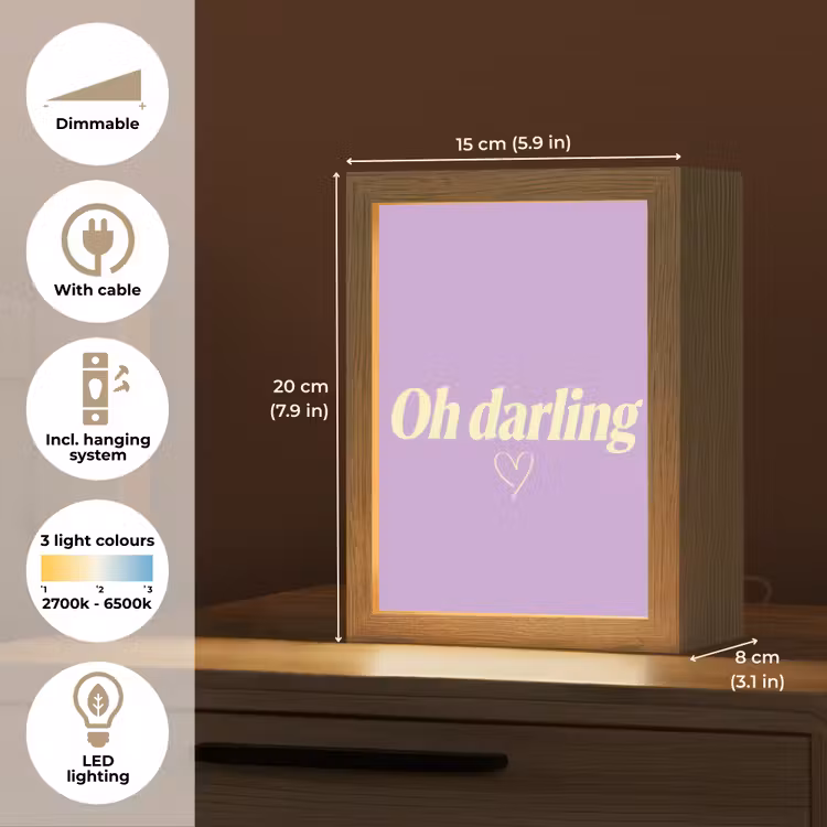 Oh darling - Hart - Paars Light Box met kabel (Tafellamp) klein -USP_EN