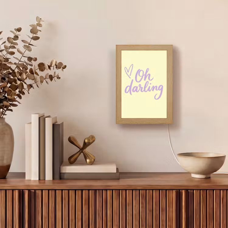 Oh darling - Geel - Hart Light Box met kabel (Tafellamp) klein -sfeer2