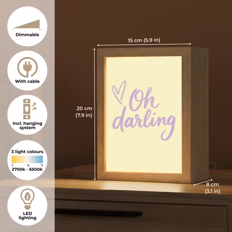 Oh darling - Geel - Hart Light Box met kabel (Tafellamp) klein -USP_EN
