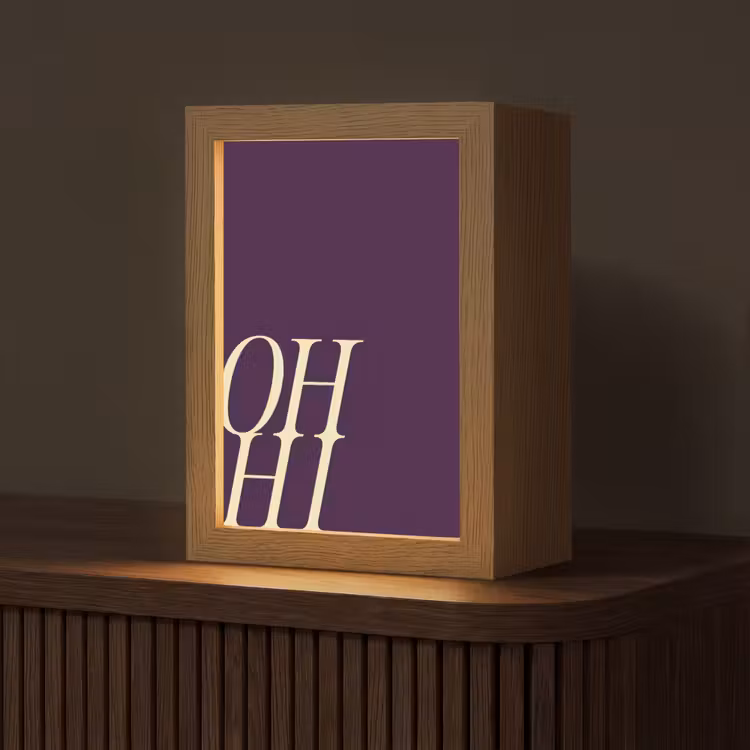 Oh hi - Paars - Cursief Light Box met kabel (Tafellamp) klein -z3d_website