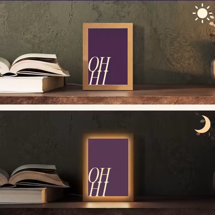 Oh hi - Paars - Cursief Light Box met kabel (Tafellamp) klein -sfeer3