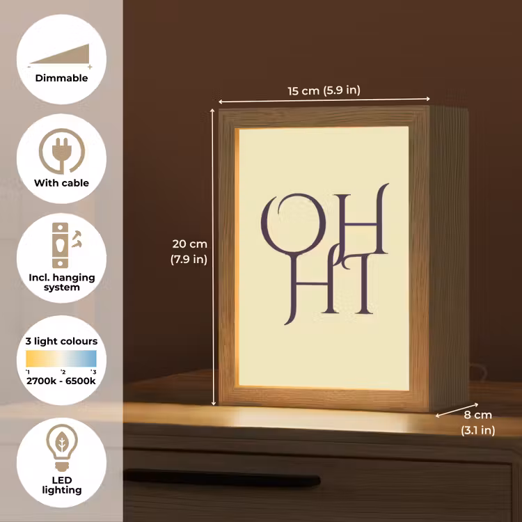 Oh hi - Geel - Monogram Light Box met kabel (Tafellamp) klein -USP_EN
